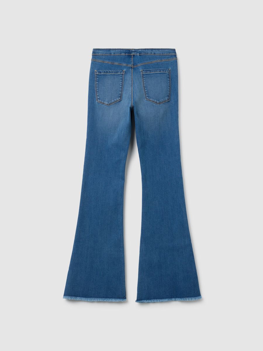 Girls' Blue Flare Cotton Blend Jeggings_4