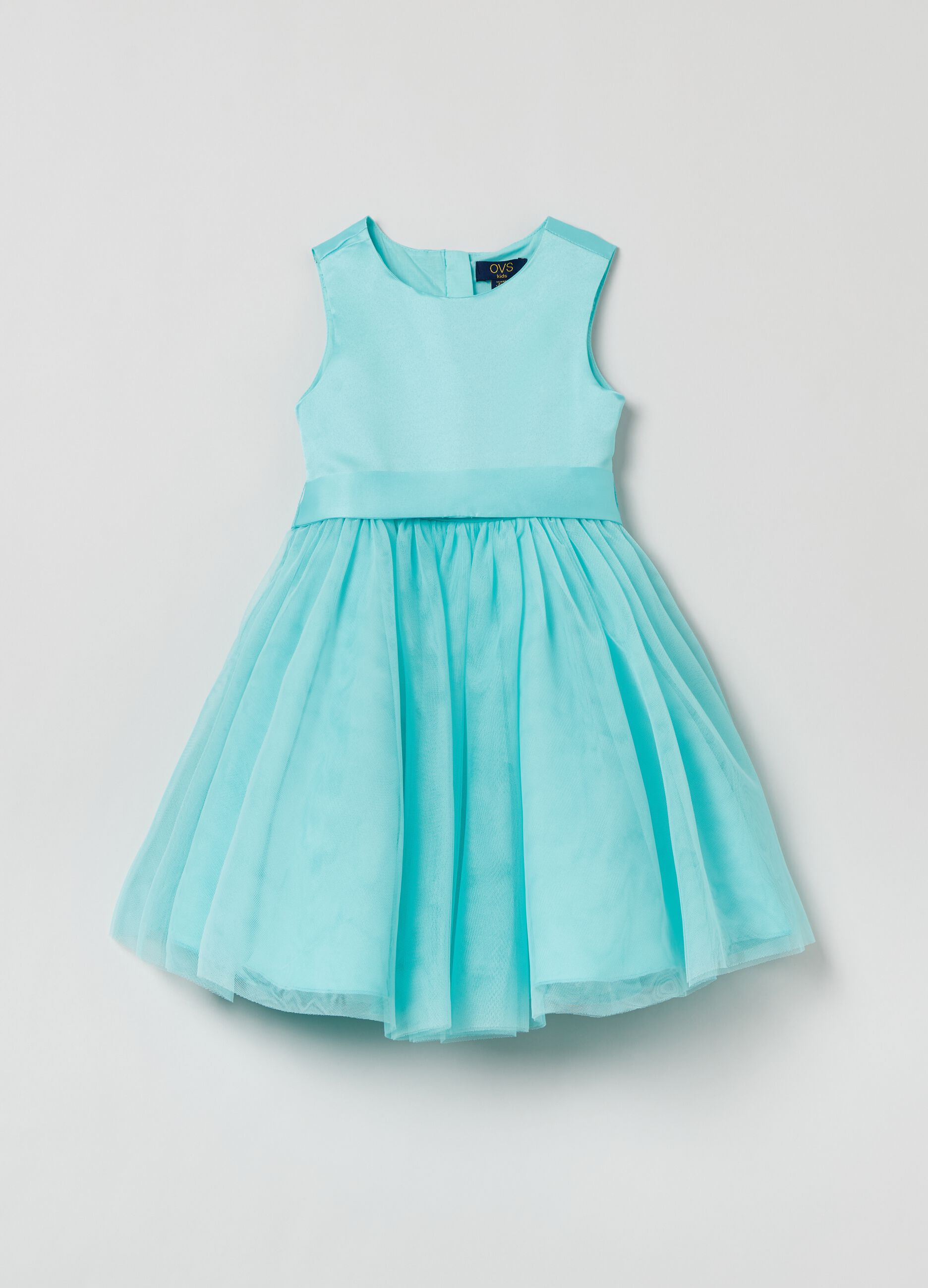 Satin dress with tulle skirt