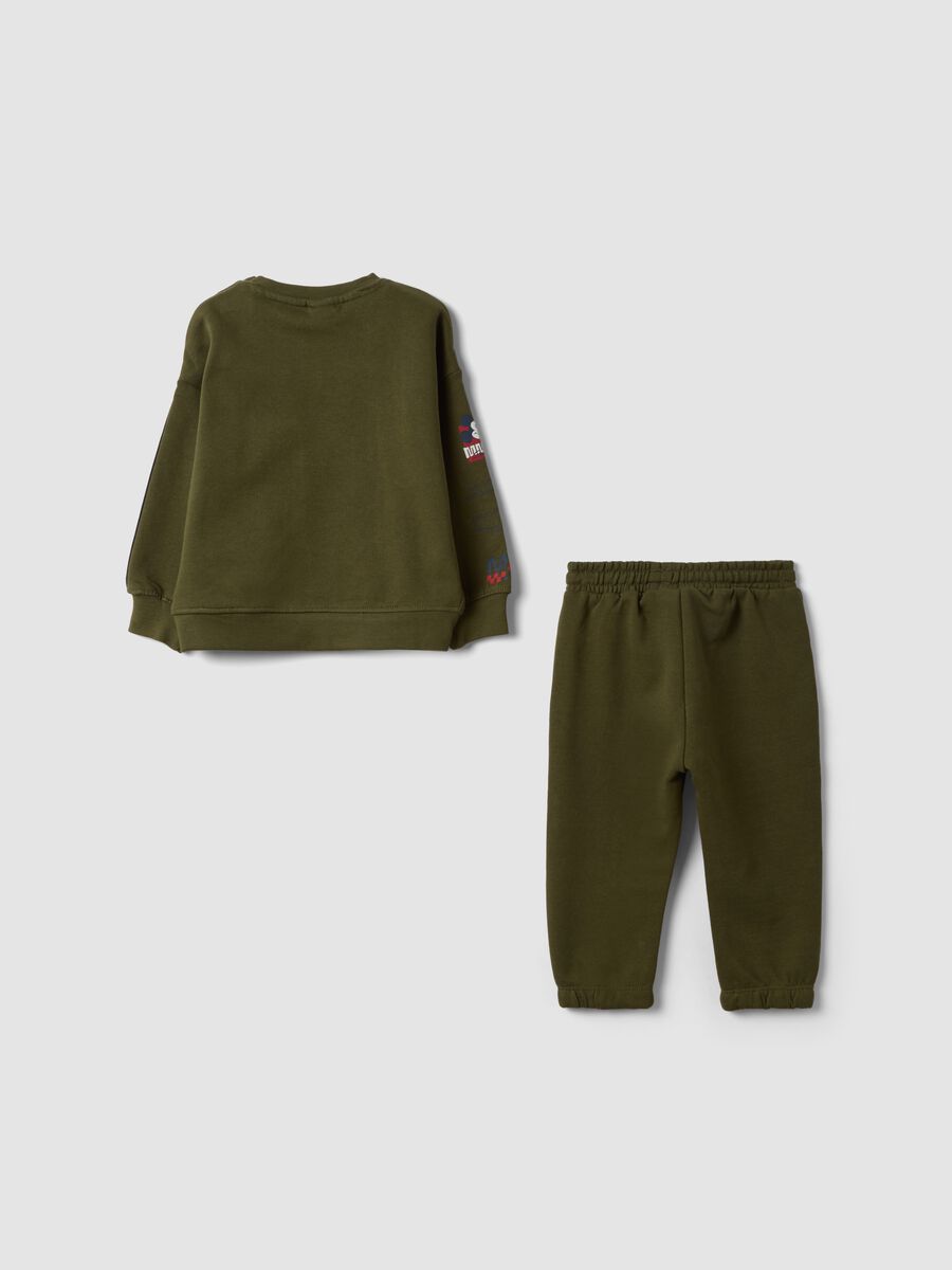 Completo jogging verde in puro cotone con stampa Mickey_1