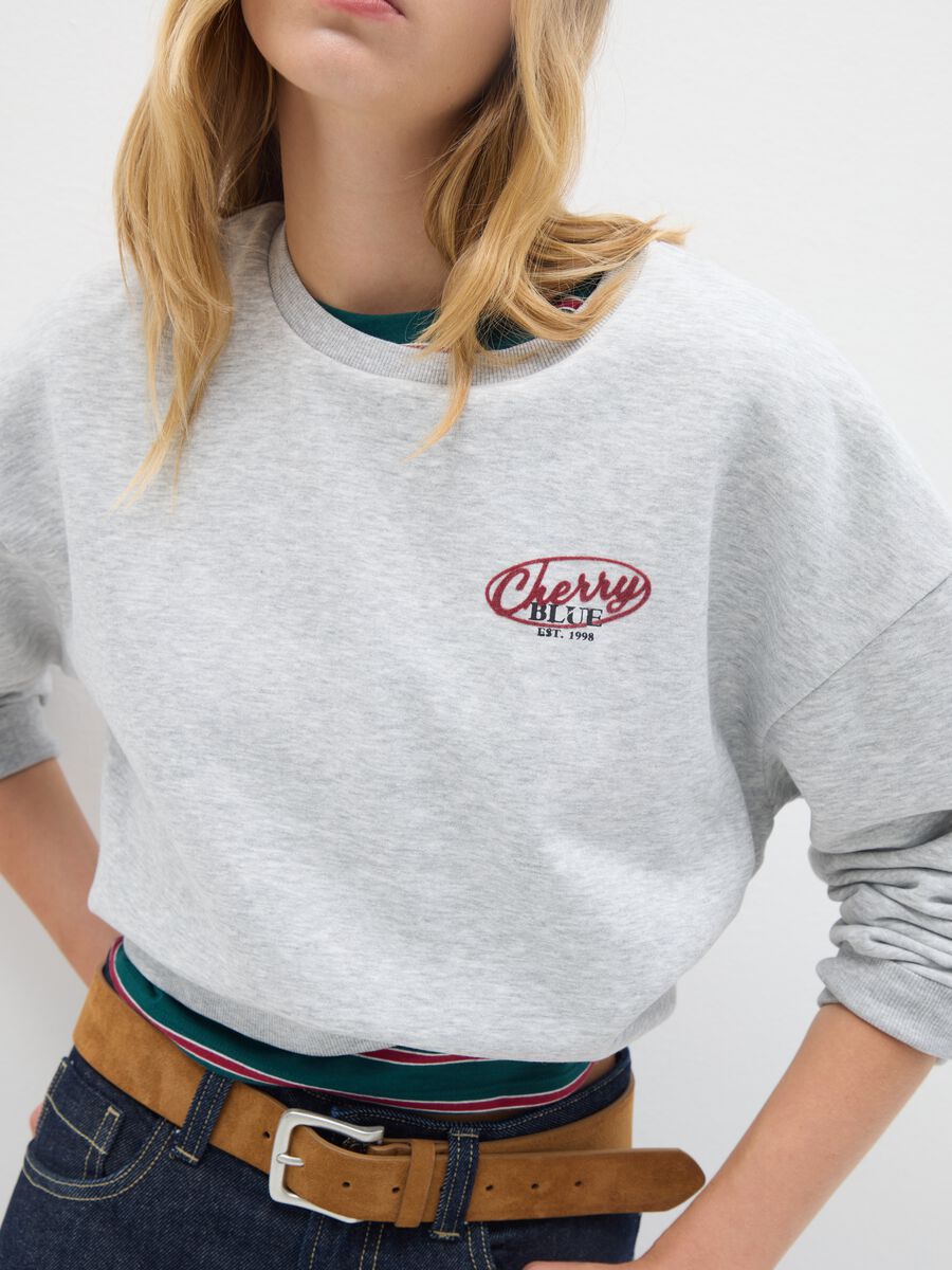 Felpa in misto cotone grigia regular fit_2