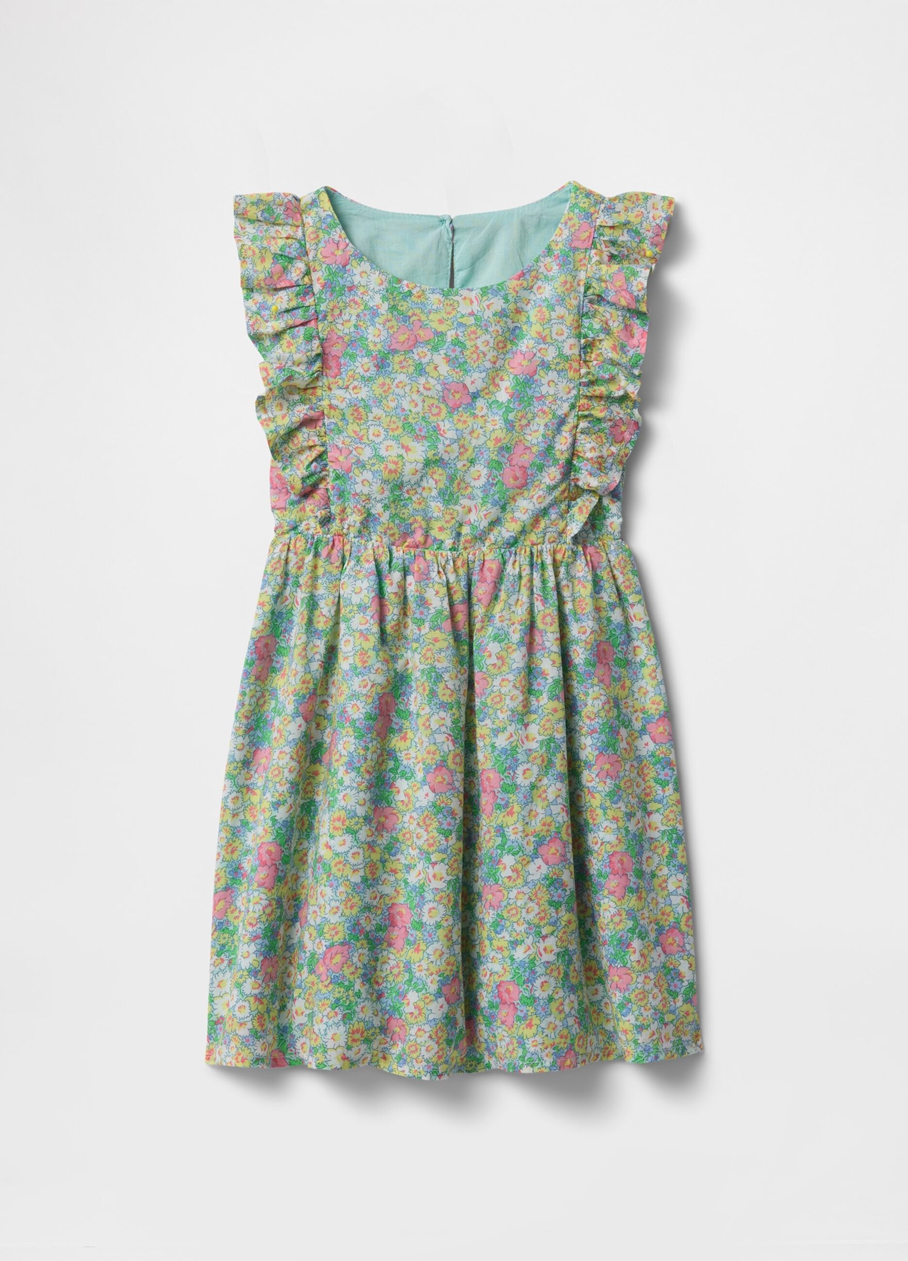 Girls' Cotton Dress with Floral Pattern
