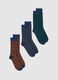 Blue and orange striped cotton blend socks tripack_0