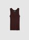 Brown viscose blend fitted tank top_4