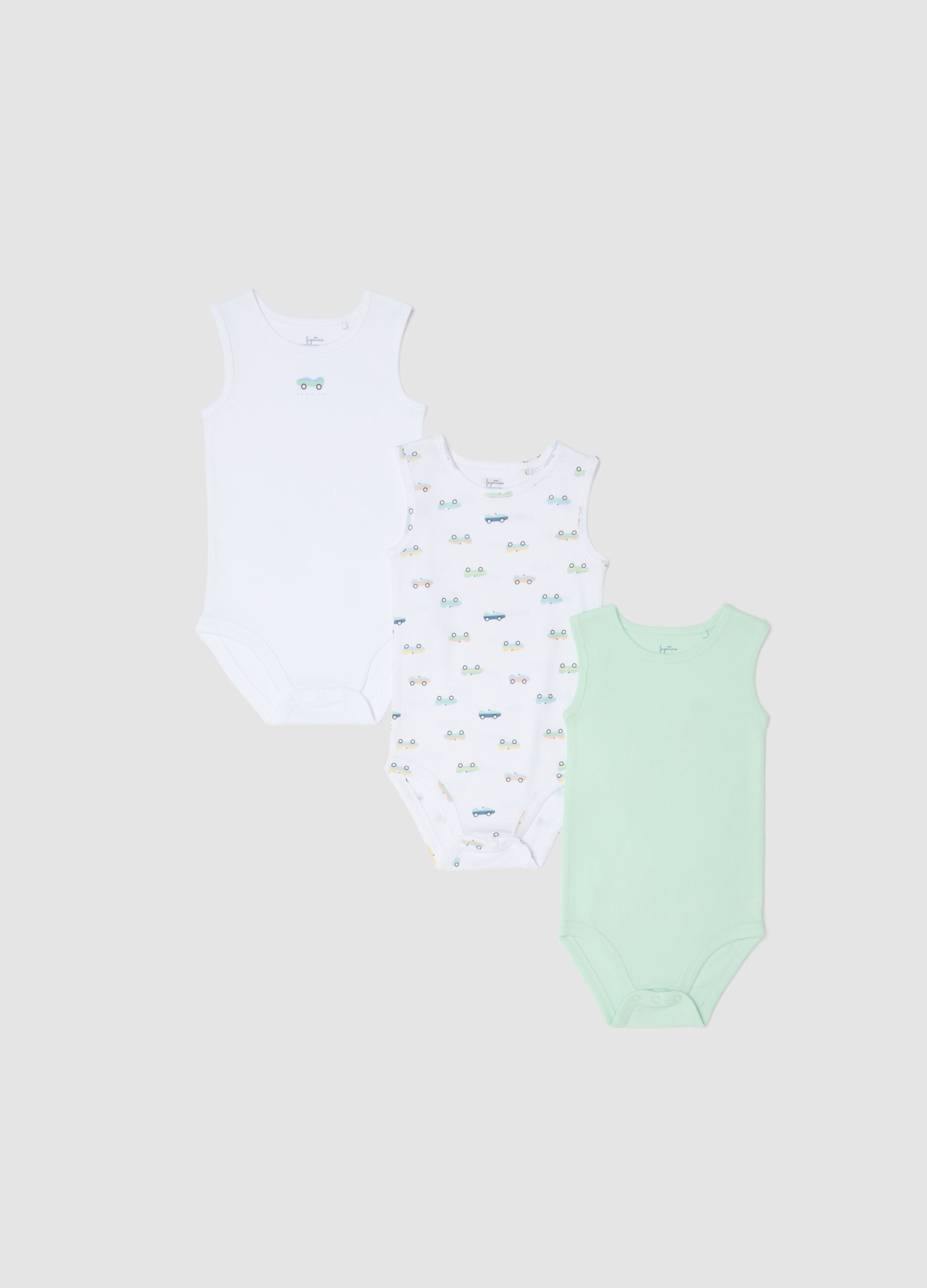 Multicolour pure cotton tripack bodysuits for babies