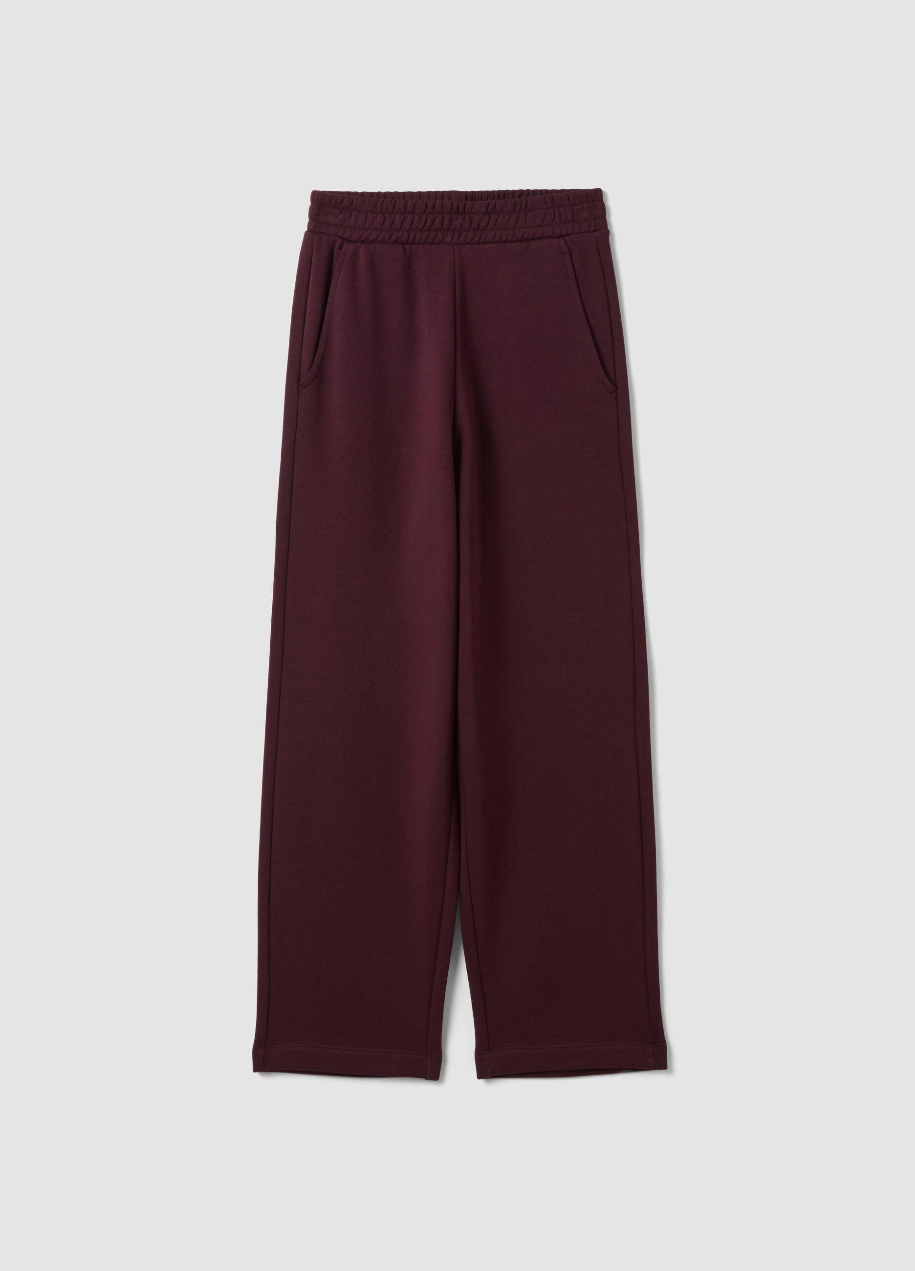 Purple cotton-blend straight-fit trousers
