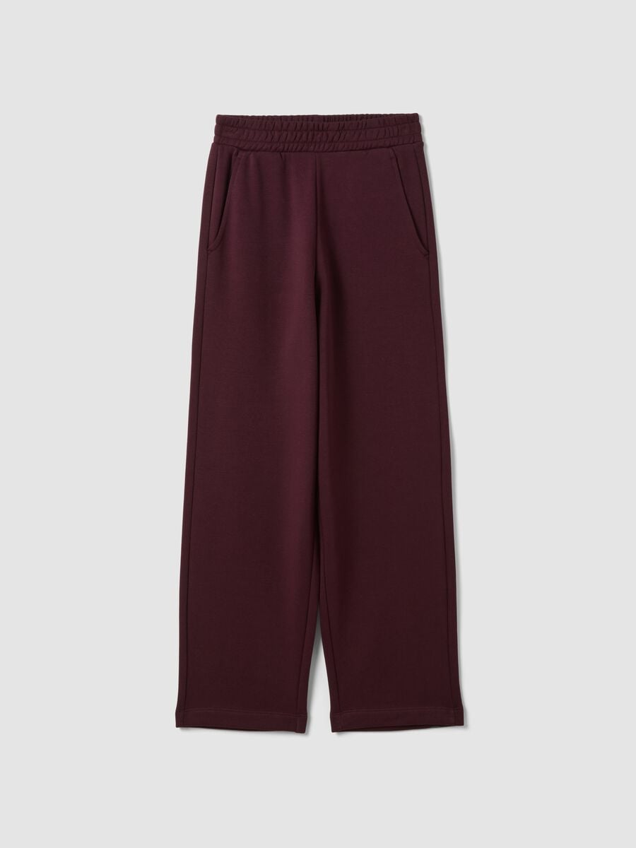 Purple cotton-blend straight-fit trousers_0