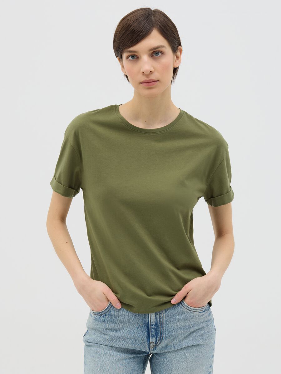 Green boxy-fit T-shirt in cotton_0