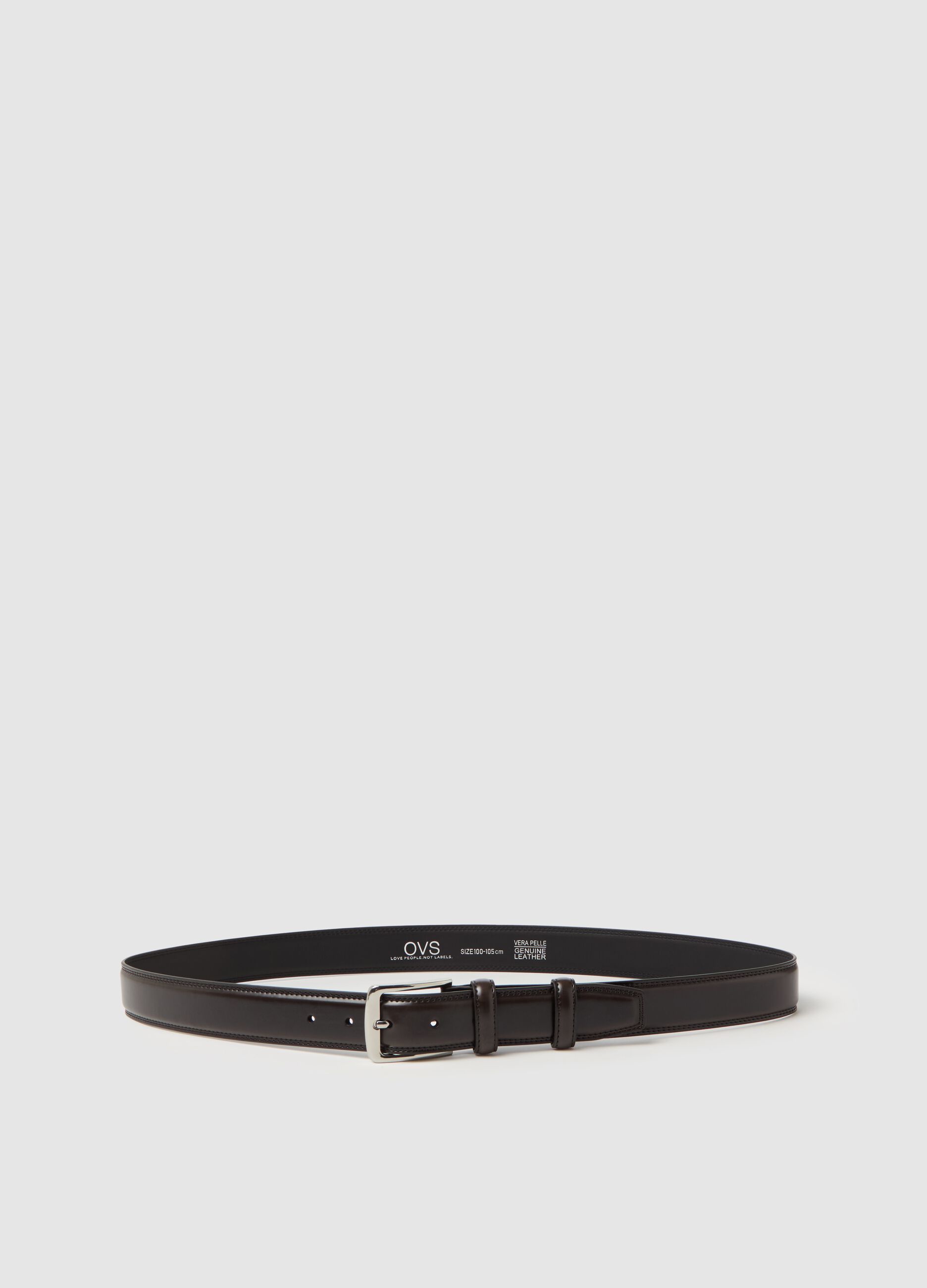 Solid colour leather belt