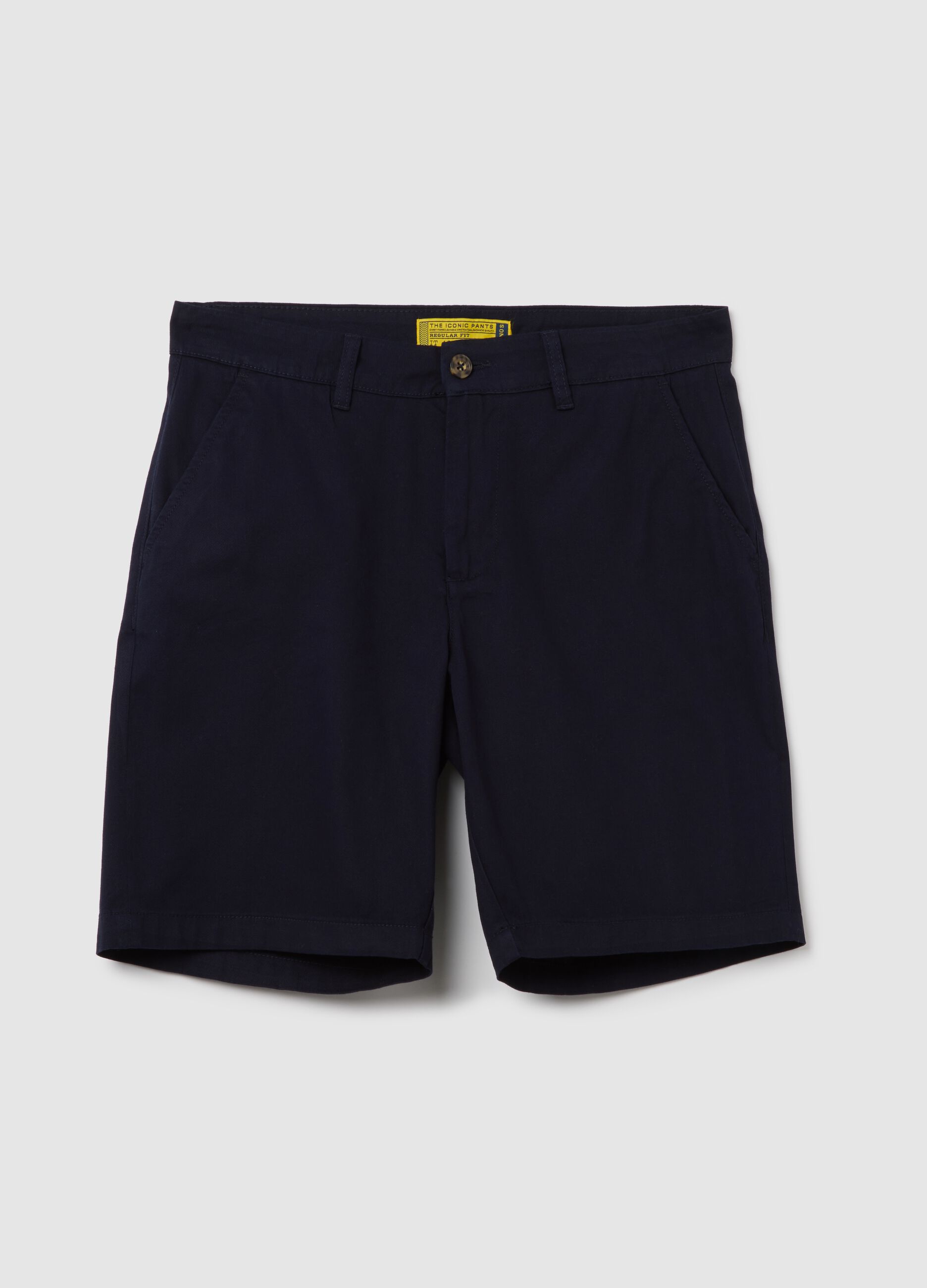 Shorts chino da uomo in puro cotone blu regular fit