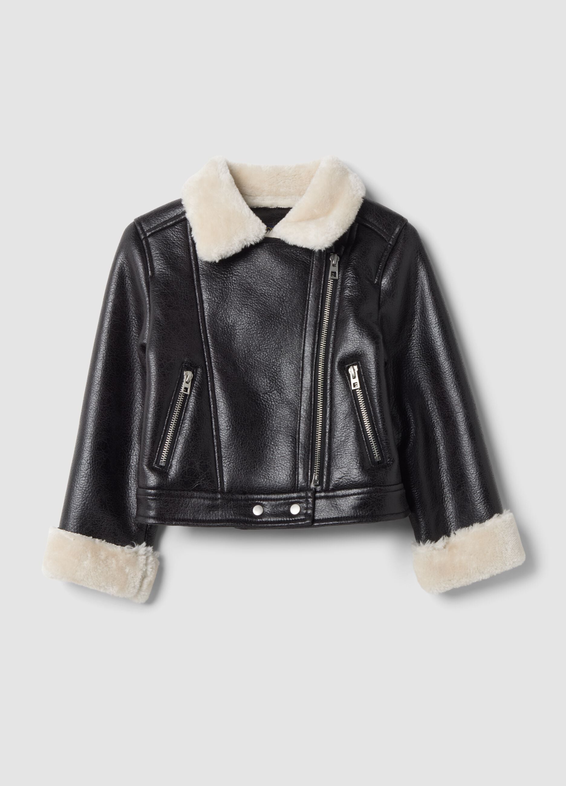 Black faux-leather stretch jacket