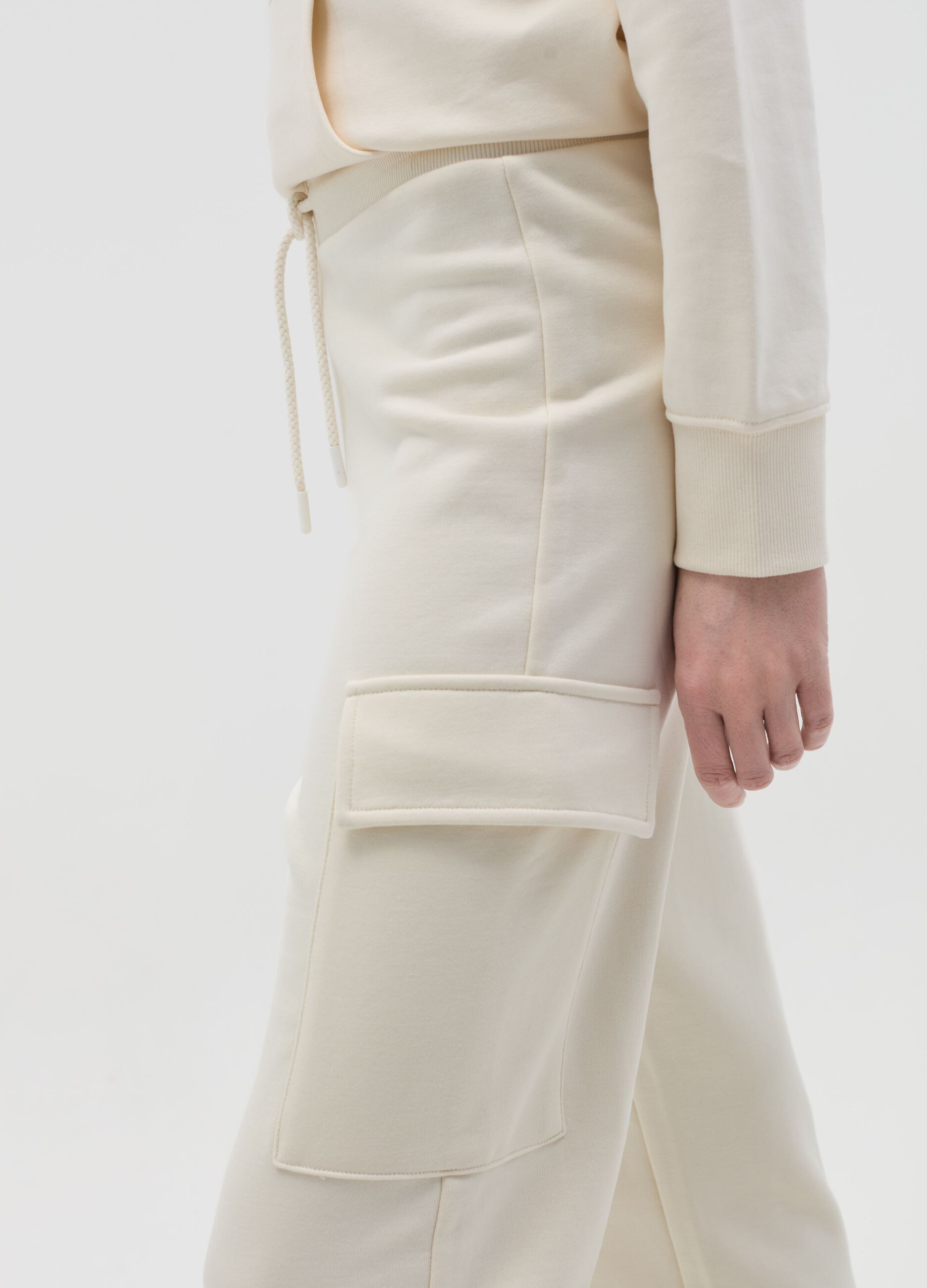 Cargo joggers in fleece with drawstring