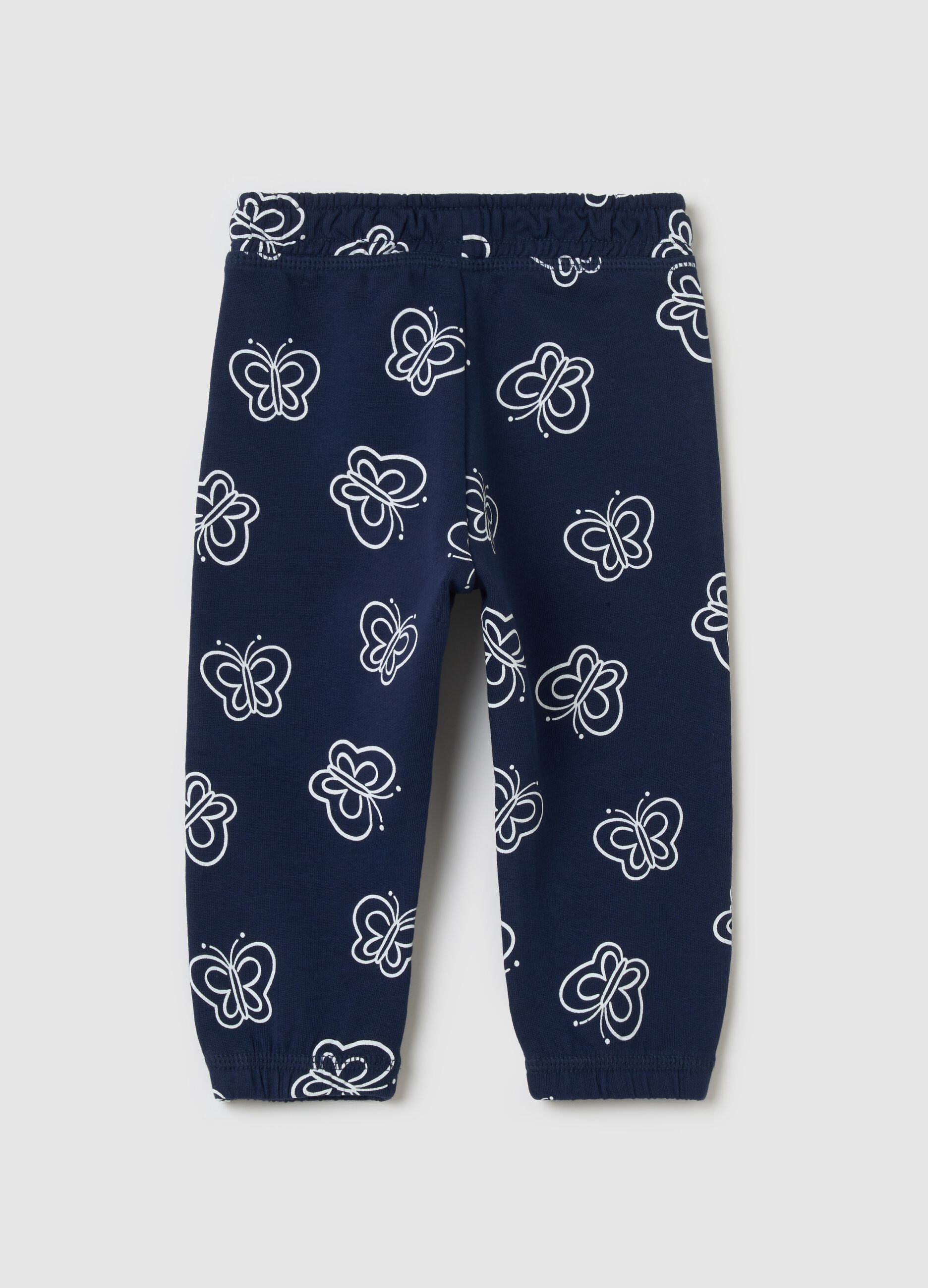 Cotton joggers with elasticated trims and print