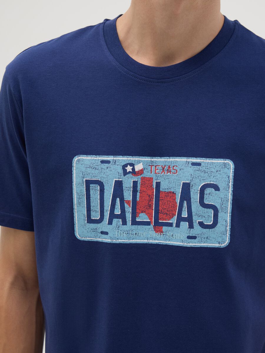 Regular fit blue pure cotton T-shirt_2