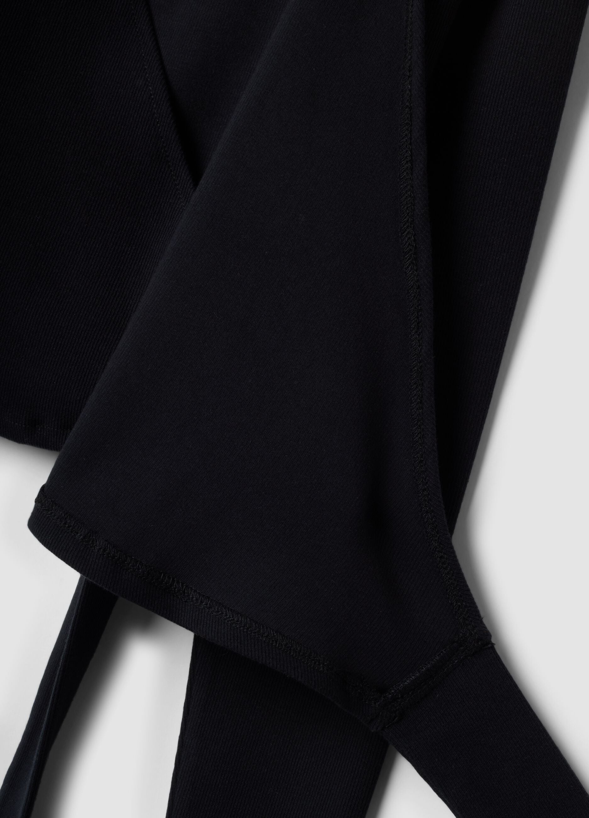 Wrap top nero in cotone elasticizzato a costine ALTAVIA STUDIO