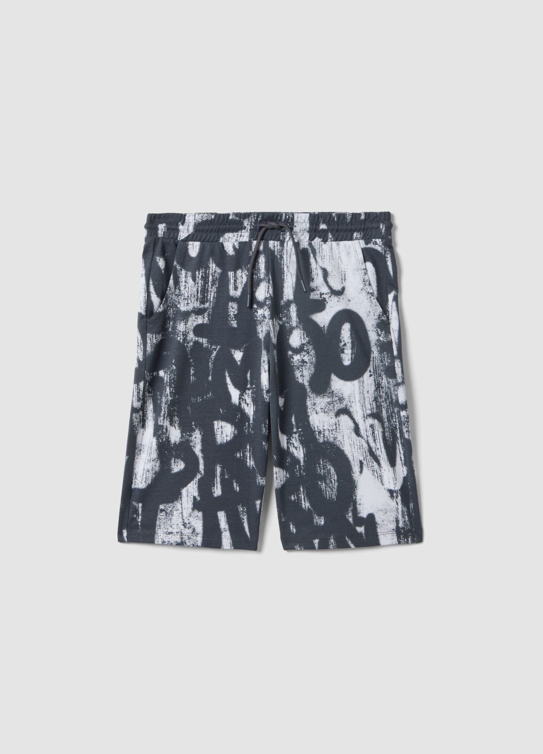 Boy's pure cotton shorts with multicolour print, regular fit