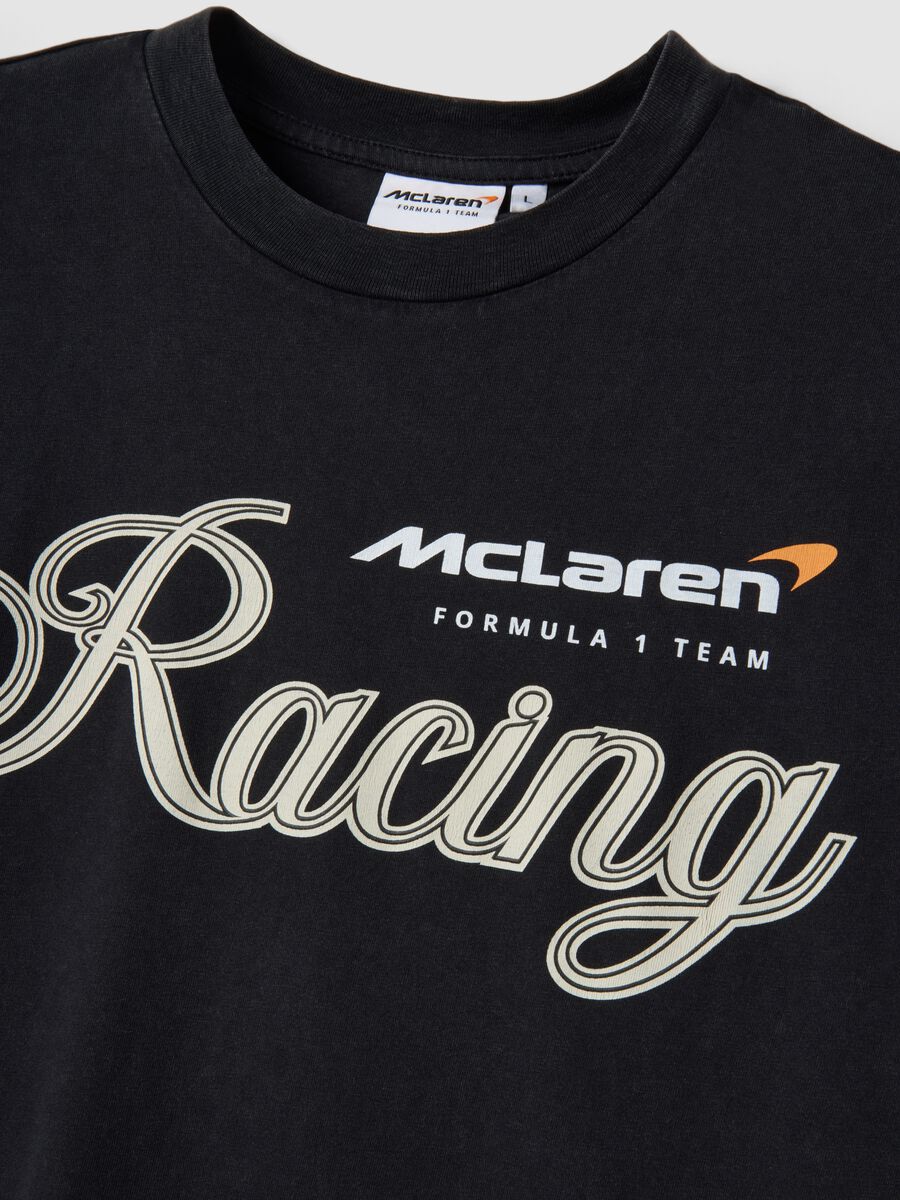 Black pure cotton regular fit t-shirt with McLaren print_5
