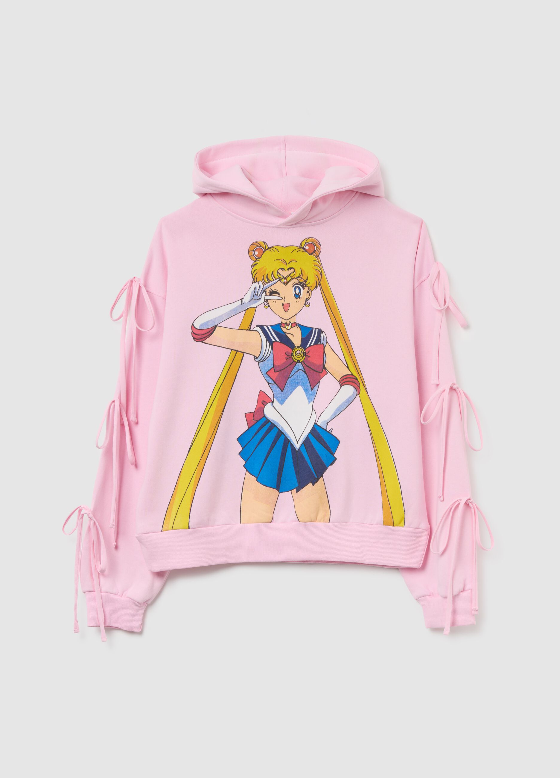Pink cotton-blend hoodie regular fit with Sailor Moon print