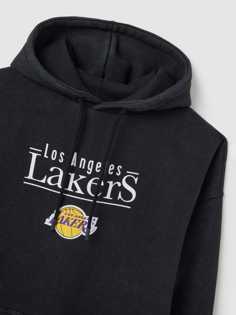 Black cotton blend sweatshirt with Los Angeles Lakers print_5