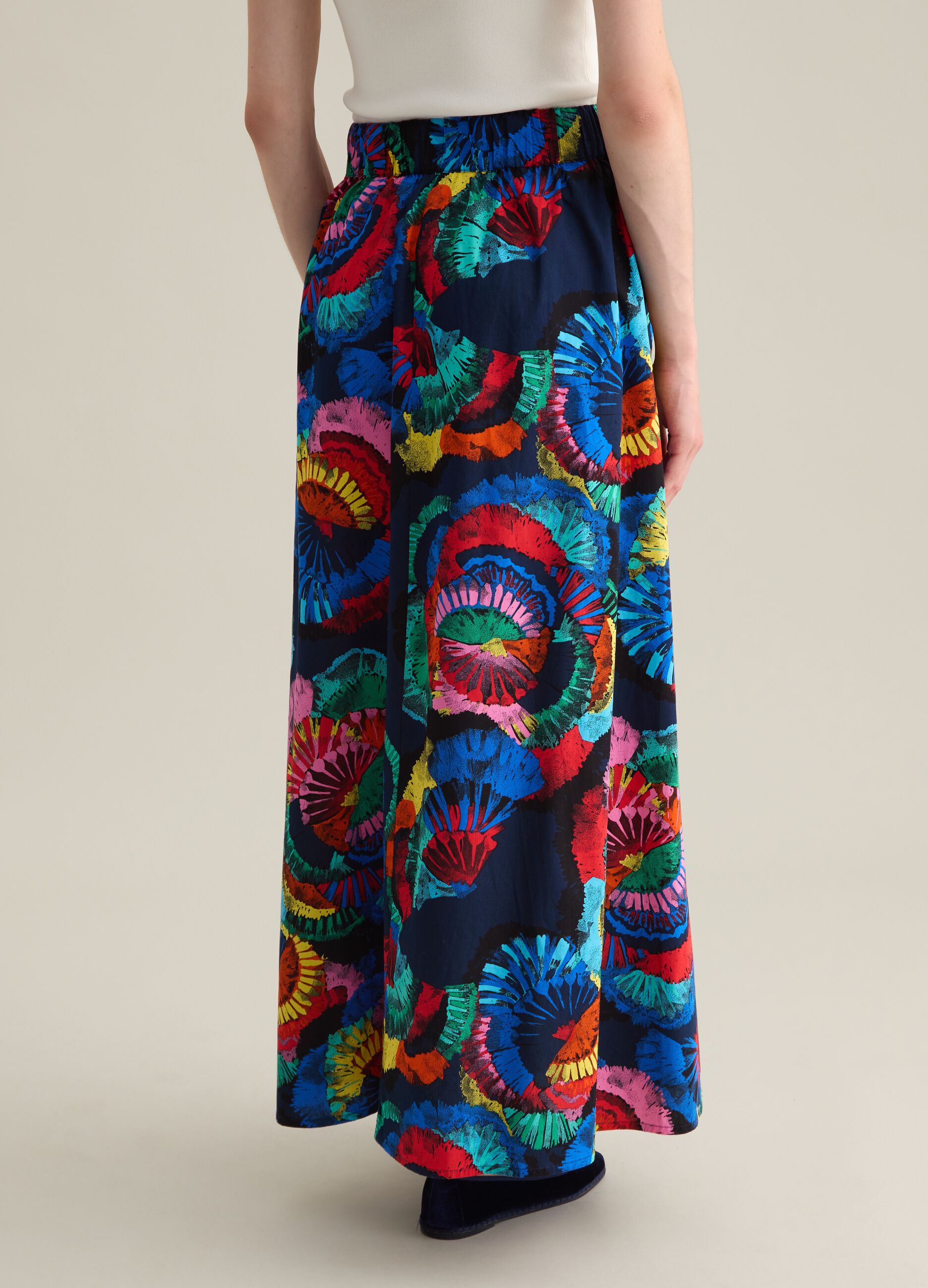 Gonna lunga da donna in puro cotone multicolor regular fit