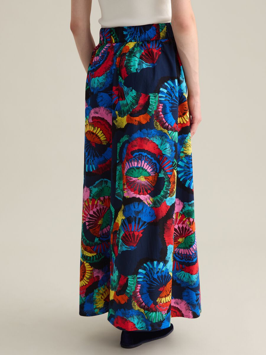Women's long skirt in pure cotton multicolour regular fit_3