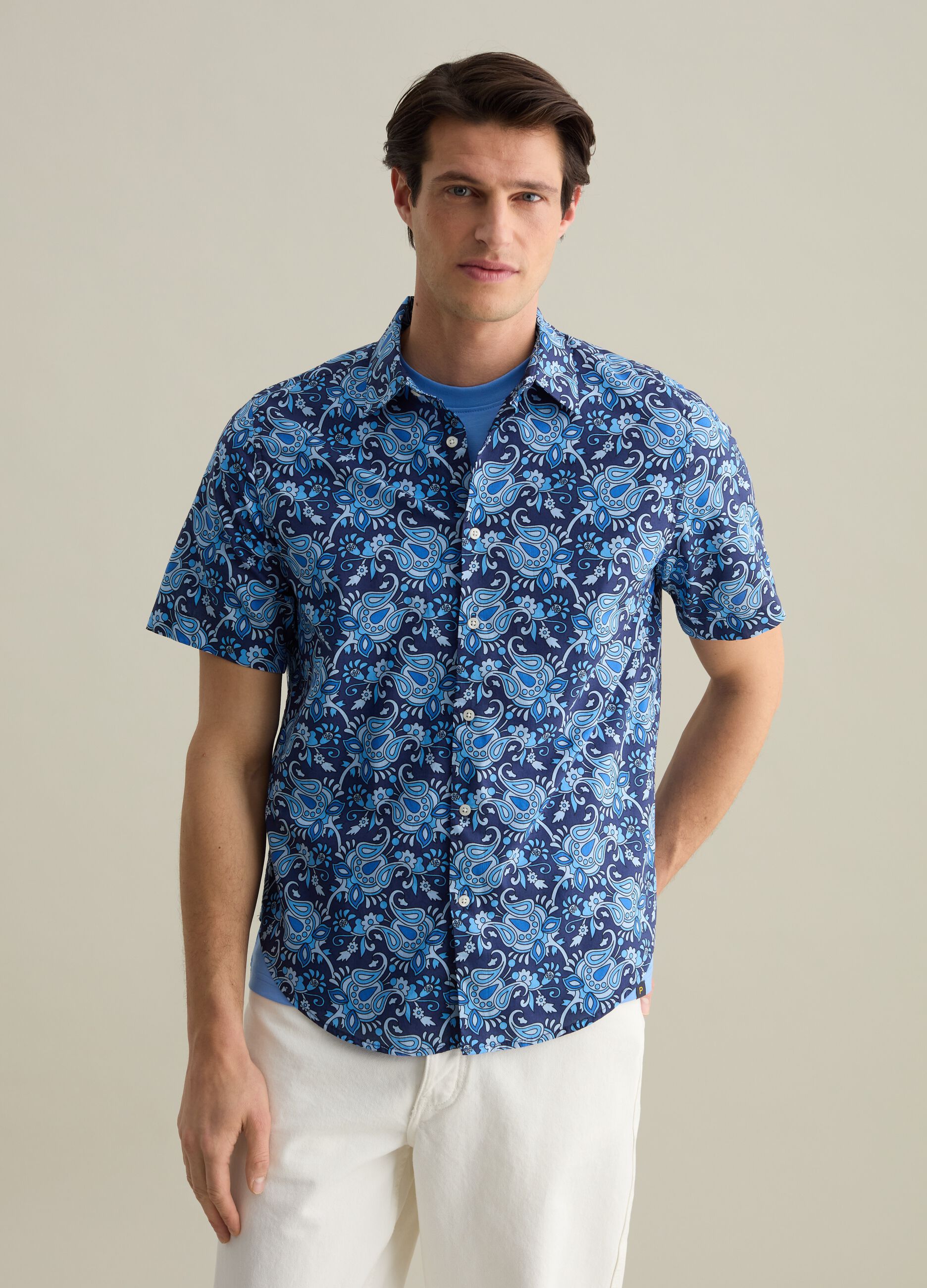 Camicia a maniche corte stampa paisley