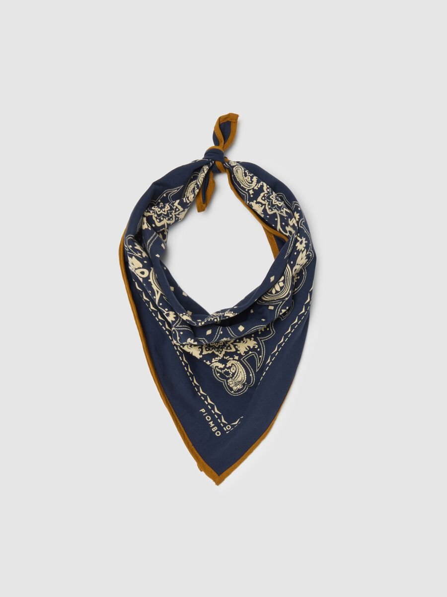 Bandana con con stampa paisley in cotone blu_0
