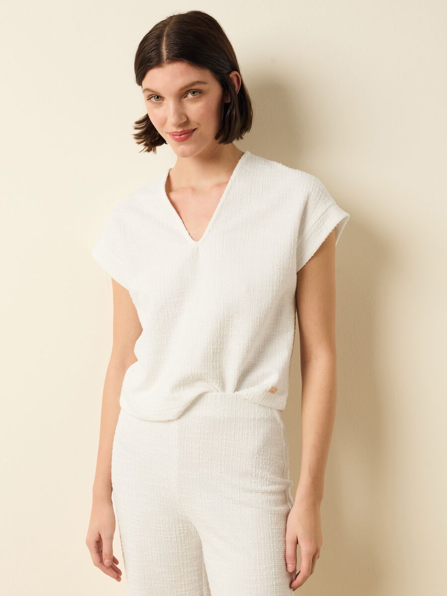 Woven T-shirt with kimono sleeves_1