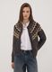 Cardigan grigio girocollo con fantasia jacquard_2
