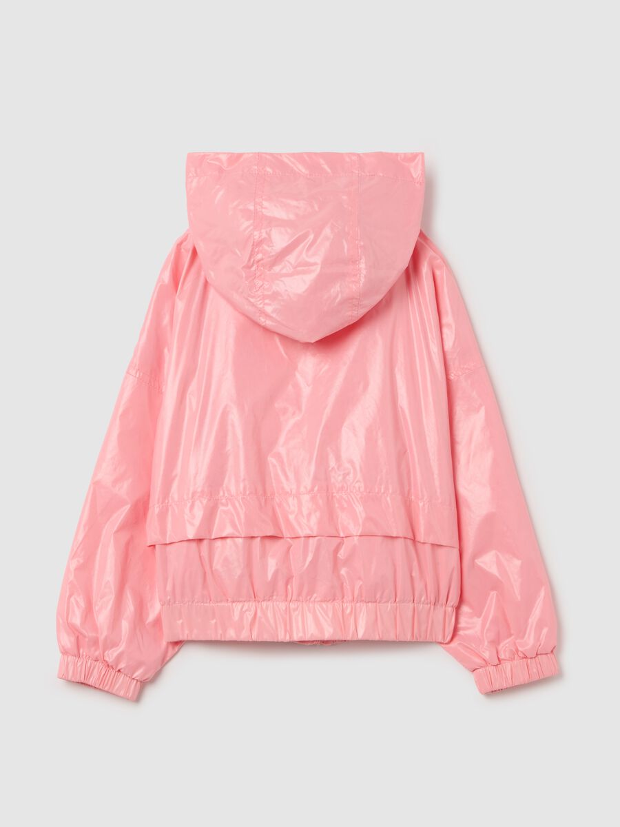 Shiny waterproof jacket with hood_1