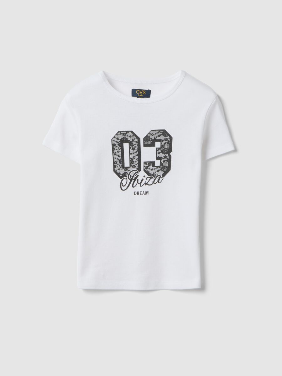 T-shirt in puro cotone bianca da ragazza slim fit con stampa_3