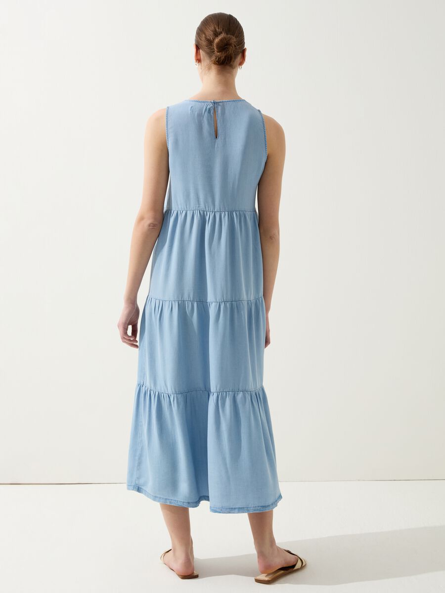 Long denim-effect tiered dress_2