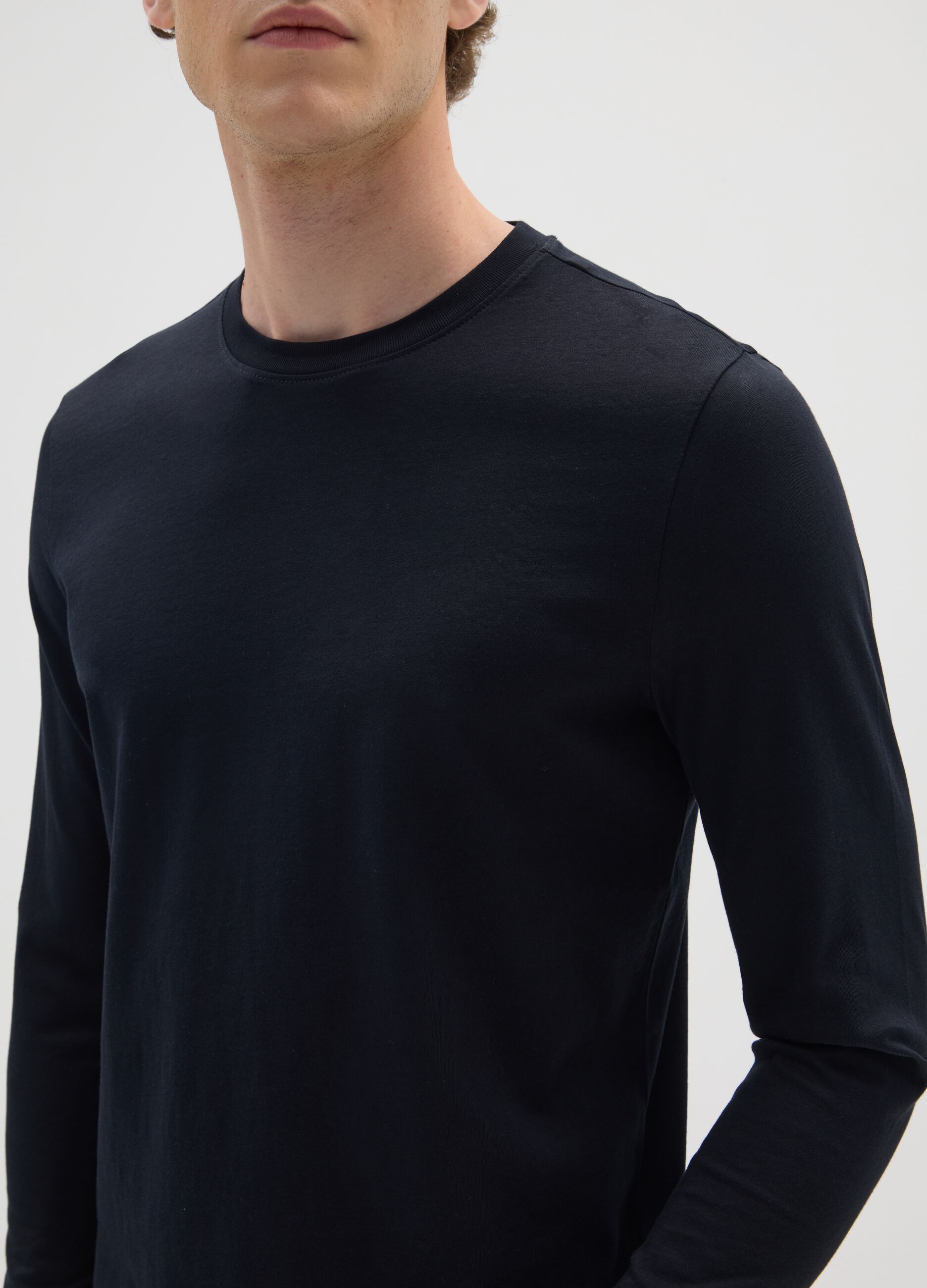 Black long sleeve pure cotton T-shirt