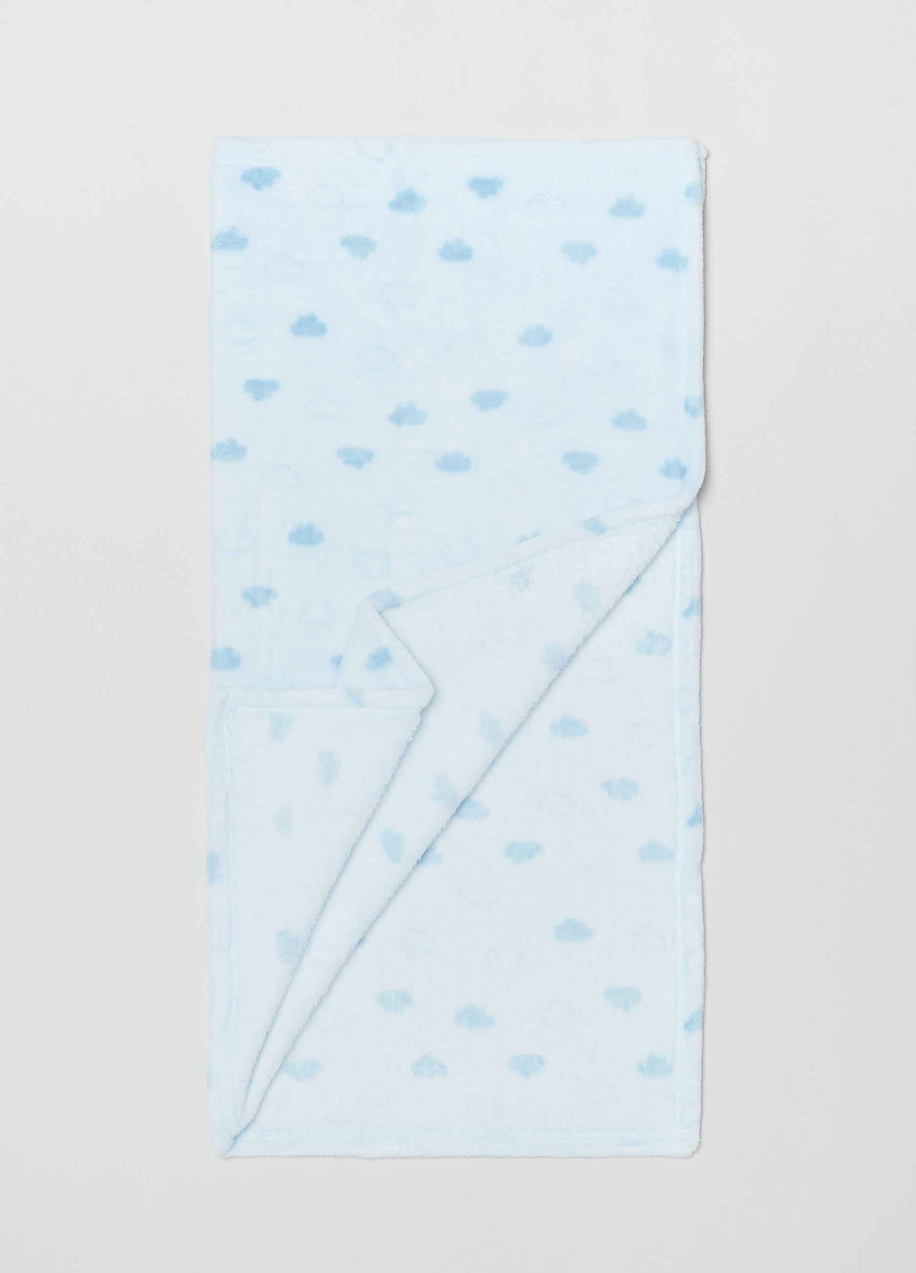 Coperta in velour con stampa nuvolette_1