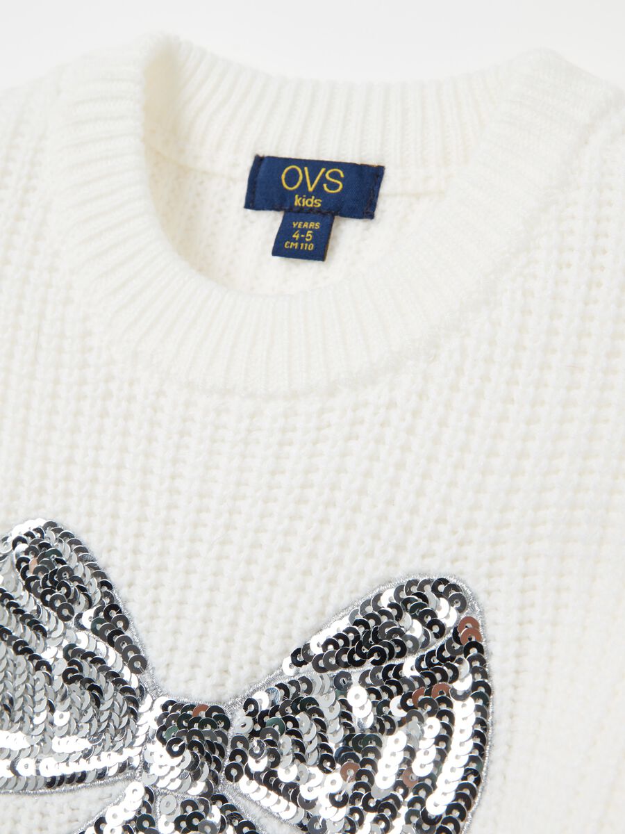 Knit pullover with sequinned bow_3