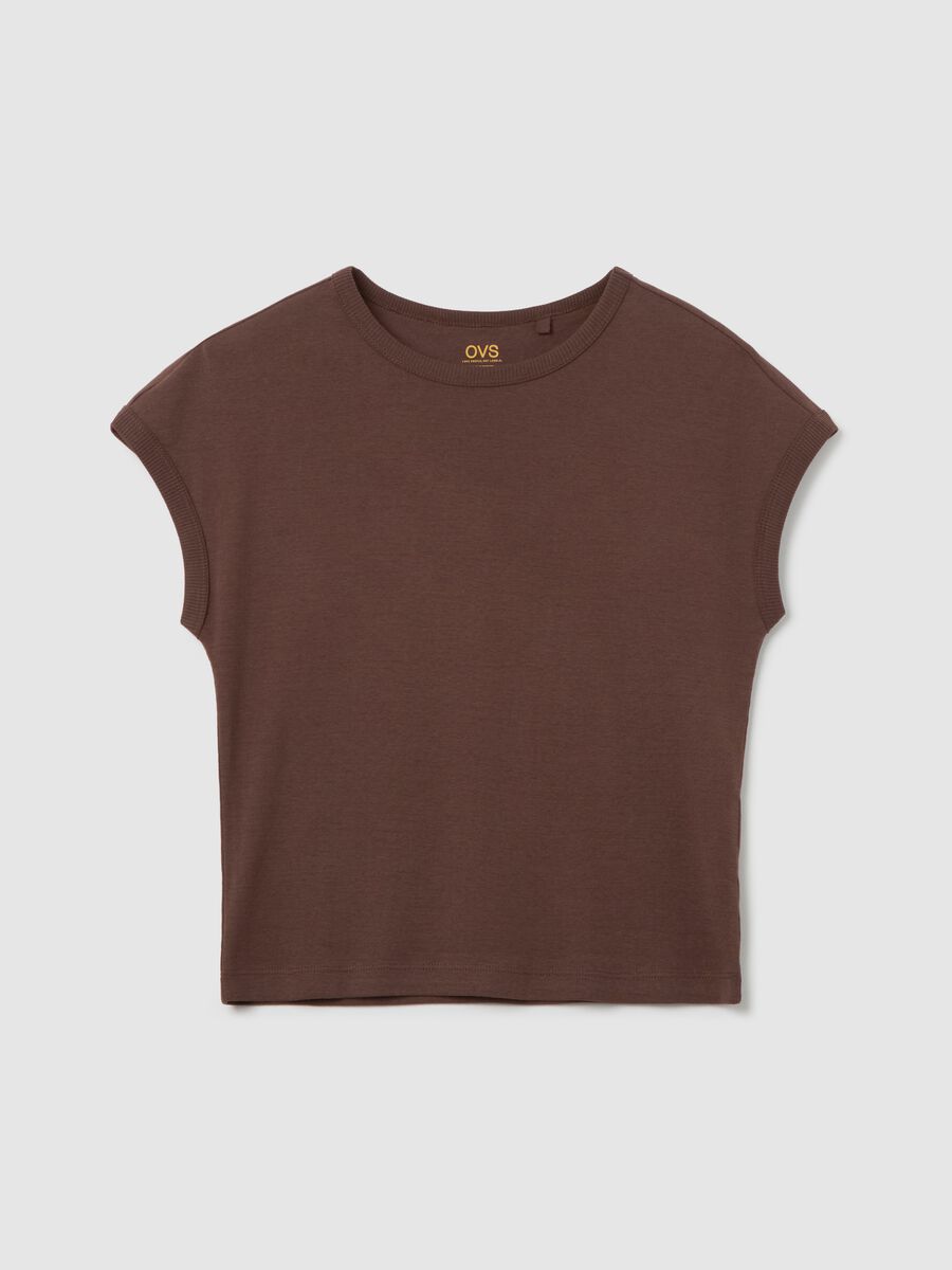 Brown T-shirt with kimono sleeves_4