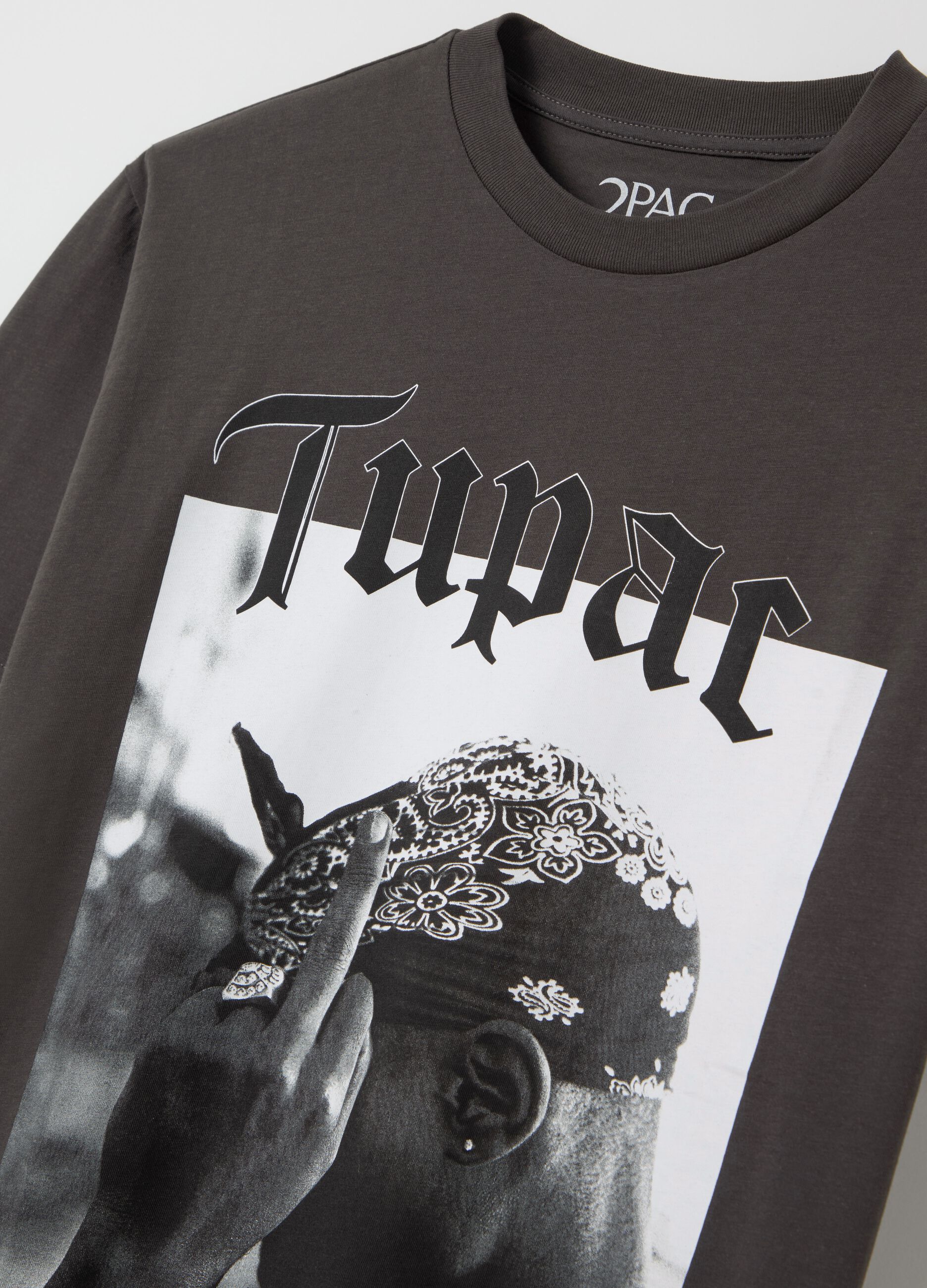 Cotton T-shirt with Tupac print