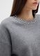 Grey cotton-blend jumper with decorated neckline in regular fit_3