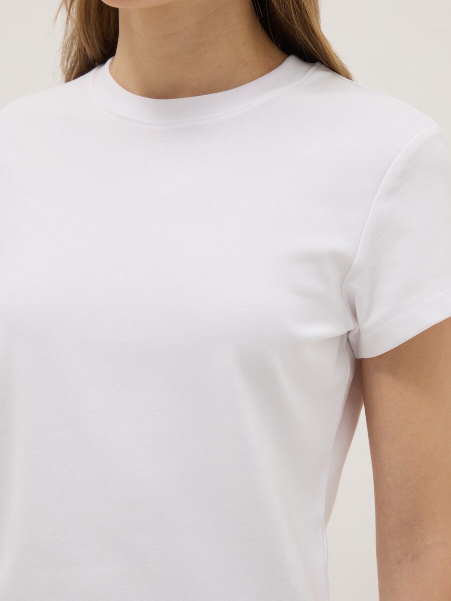 White slim fit stretch cotton T-shirt_3