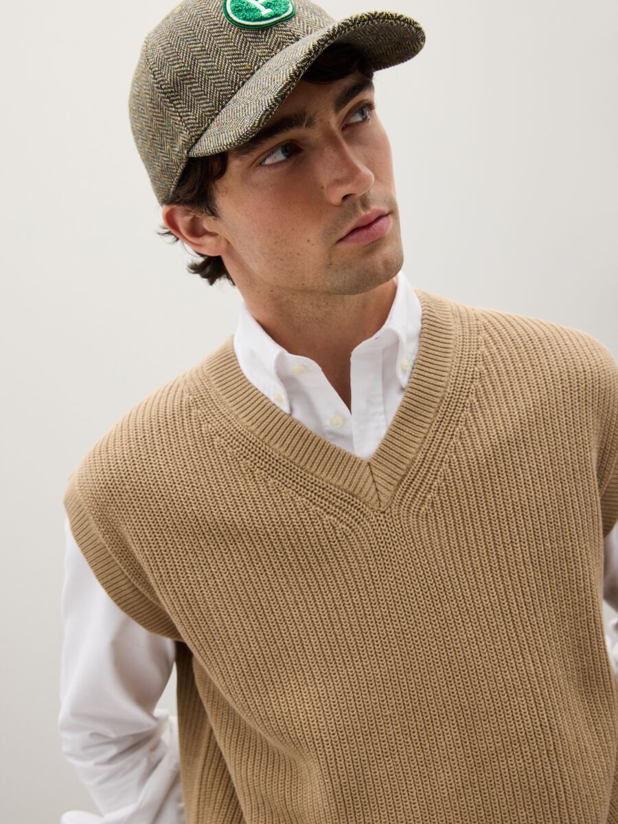 Beige Cotton Waistcoat_0