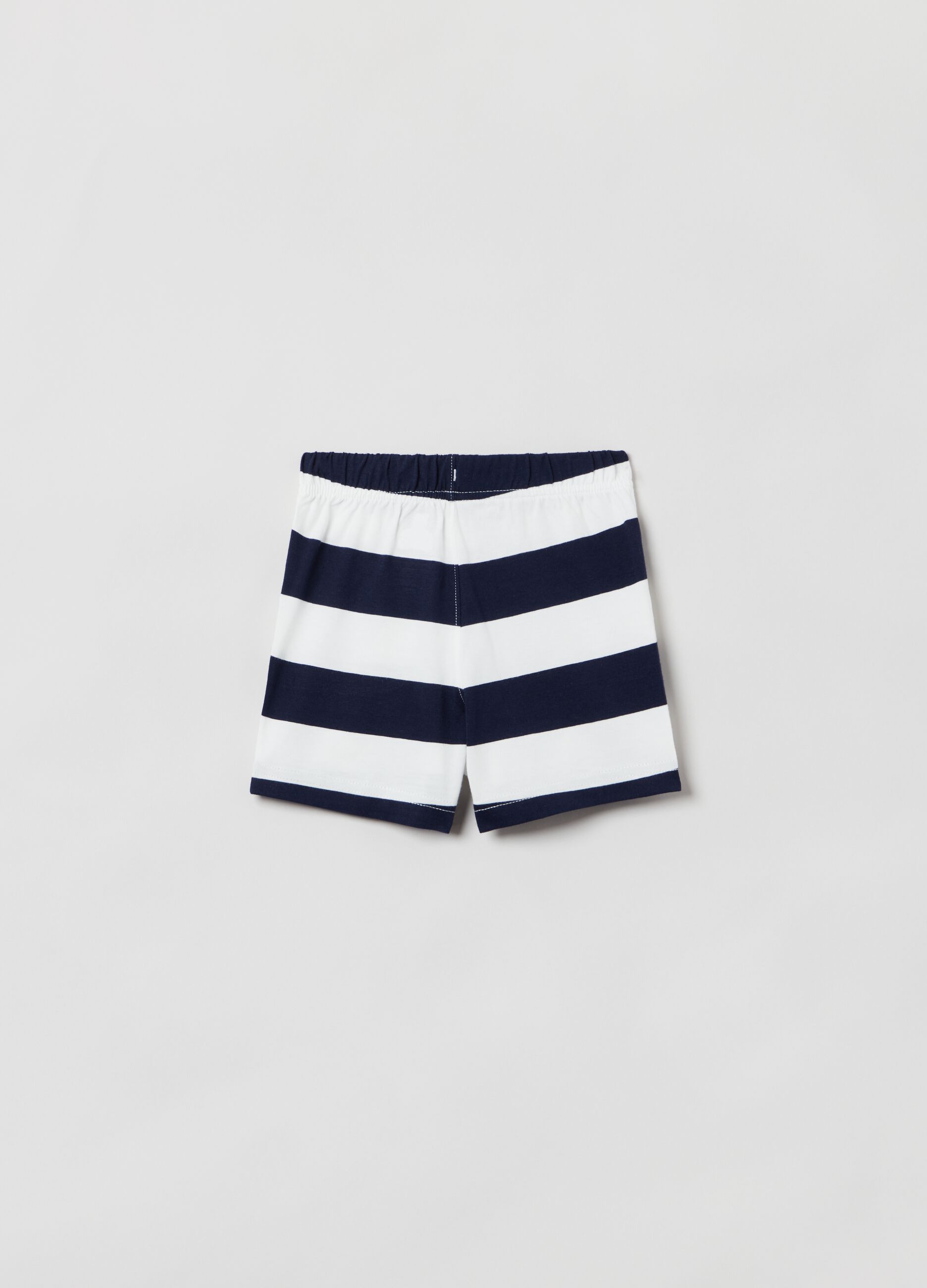 Shorts in cotone a righe con coulisse 
