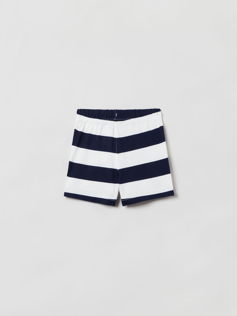 Shorts in cotone a righe con coulisse _1