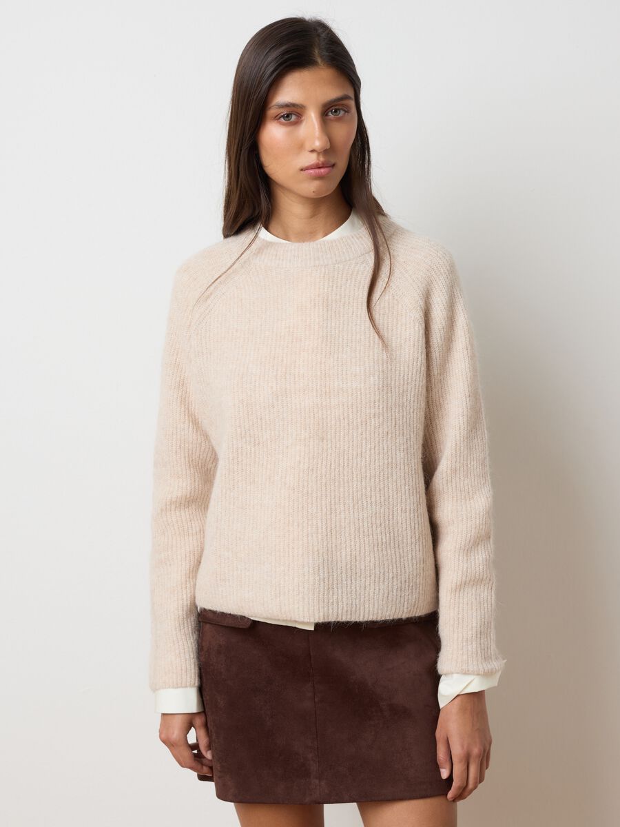 Beige regular fit sweater_0