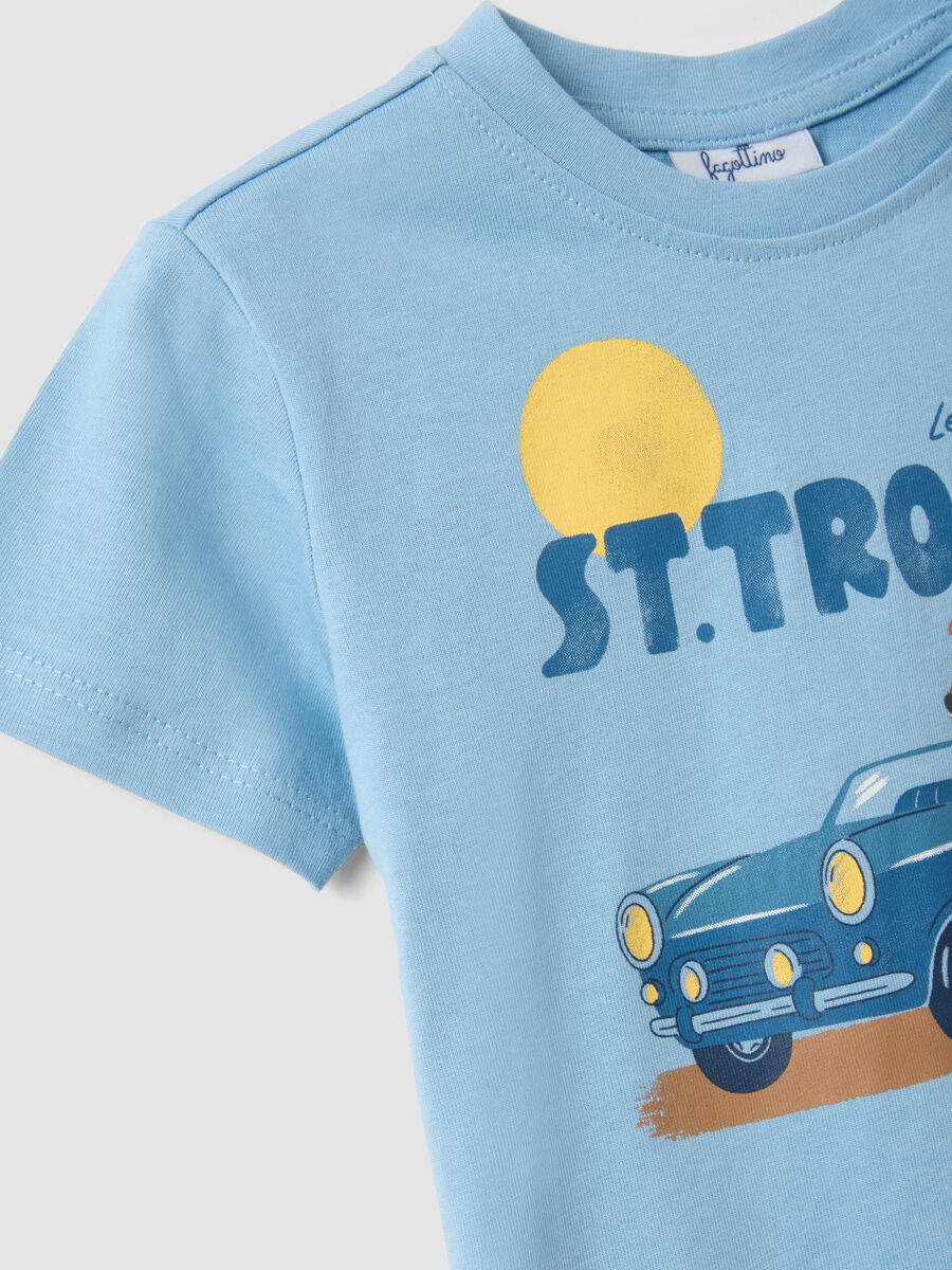 Light Blue Pure Cotton Boys&rsquo; Regular Fit T-shirt with Print_3