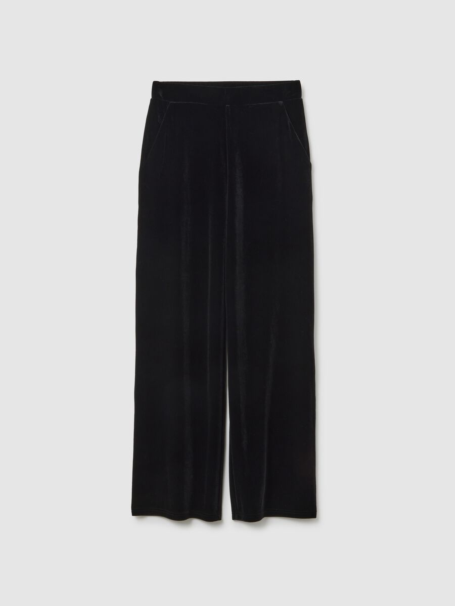 Black Velour Wide Leg Trousers_4