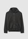 Black cotton blend hoodie with zip_4