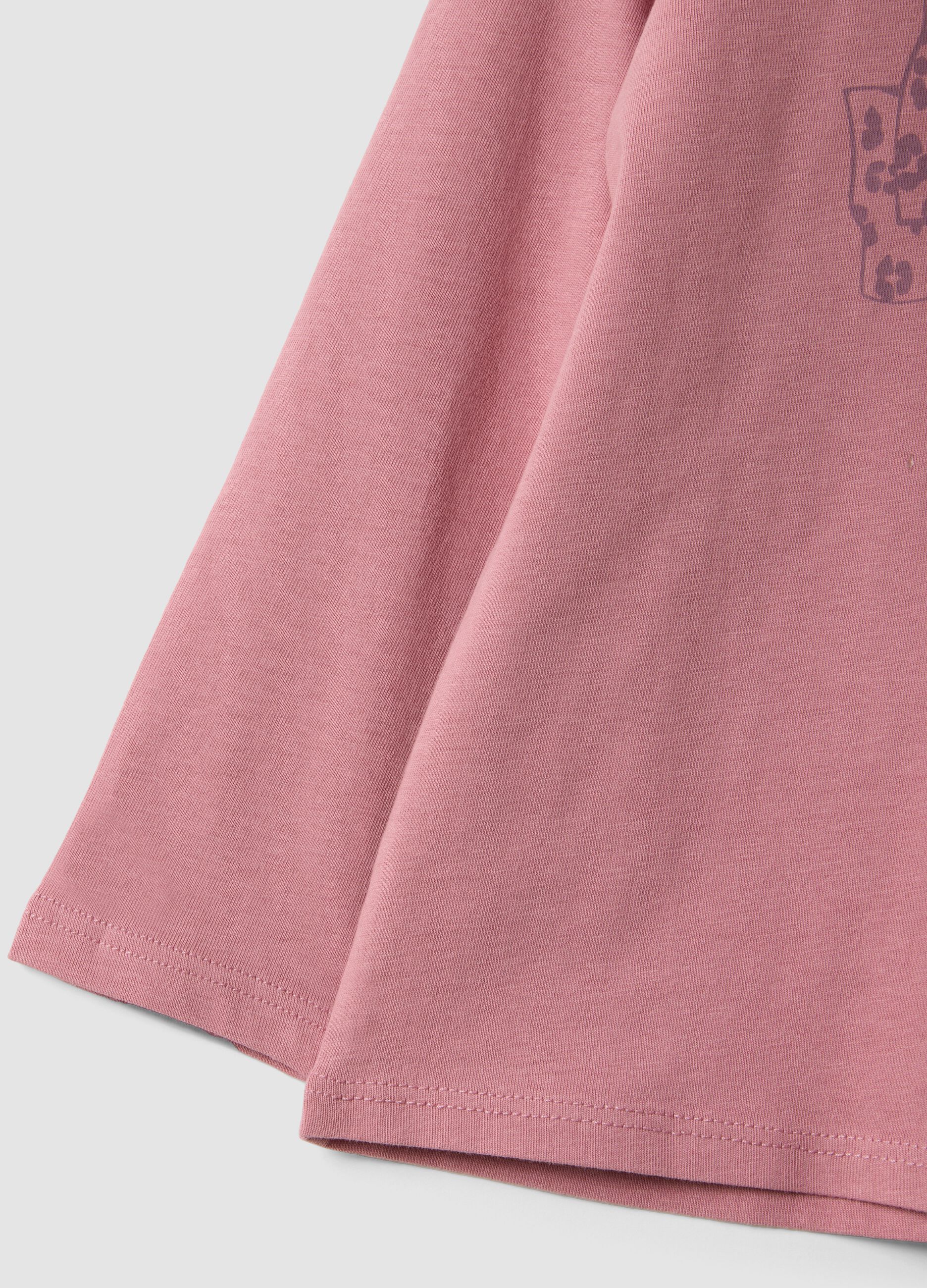 Pink pure organic cotton T-shirt with bow print for baby girl