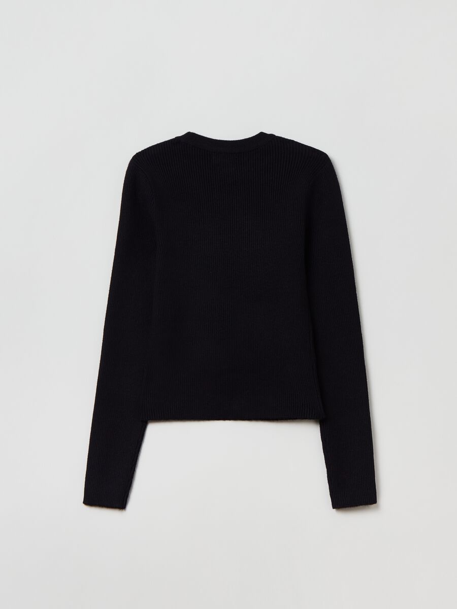 T-shirt a costine con maniche lunghe_1