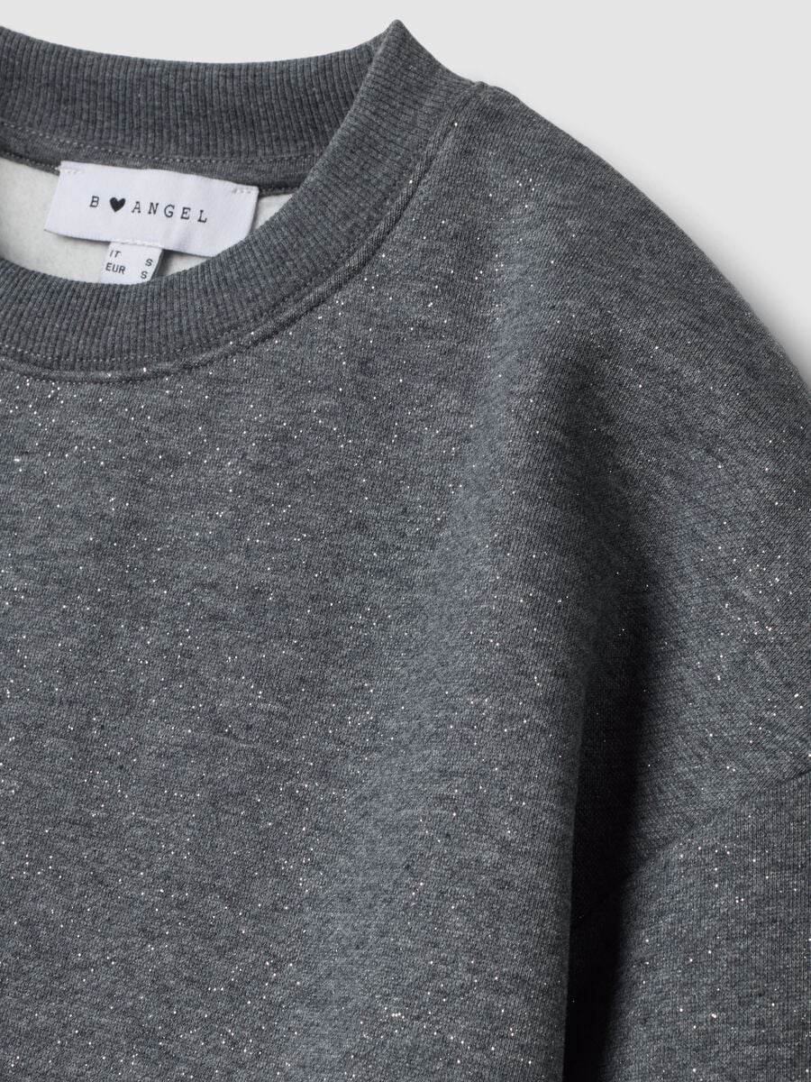 Grey cotton-blend crew-neck sweatshirt with all-over lurex print_1