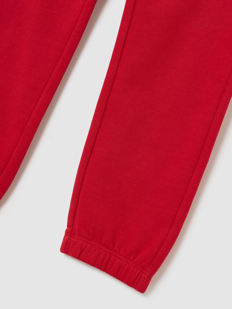 Children's red pure cotton joggers, regular fit_3