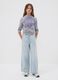 Jeans azzurri wide leg in misto cotone e viscosa per ragazza_0